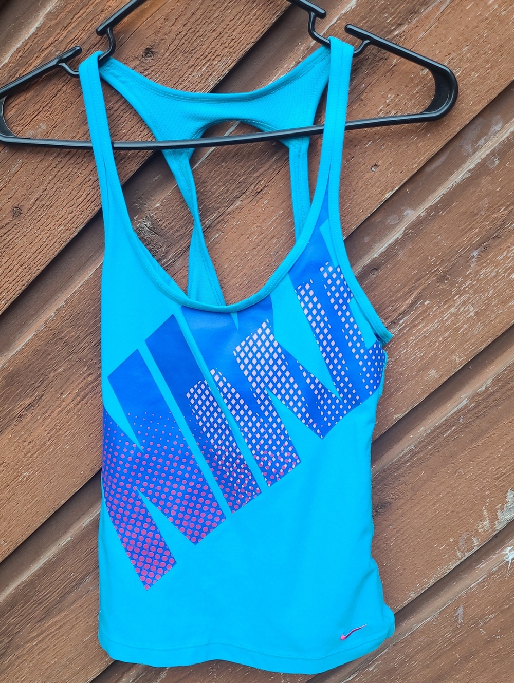 Nike Bright Blue With Purple "Nike" Graphic Racerback Tank